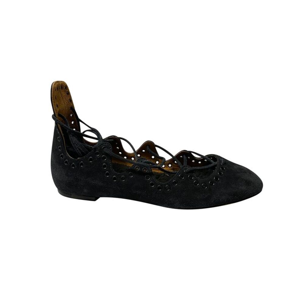 Isabel Marant Lace Up Flats in Black Suede - Picture 1 of 10